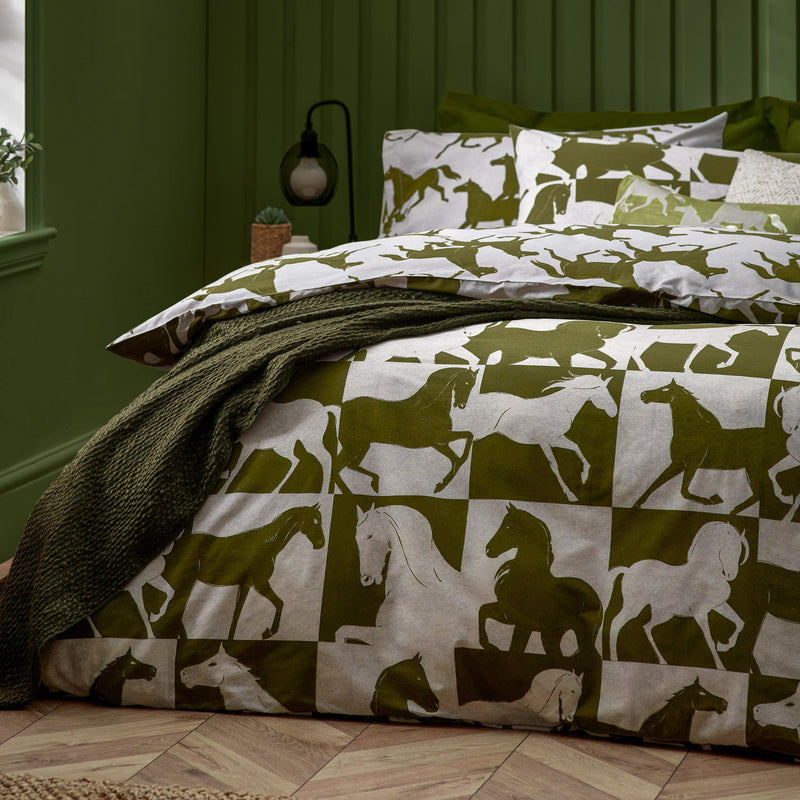 Animal Green Bedding - Herve Reversible Duvet Cover Set Olive furn.