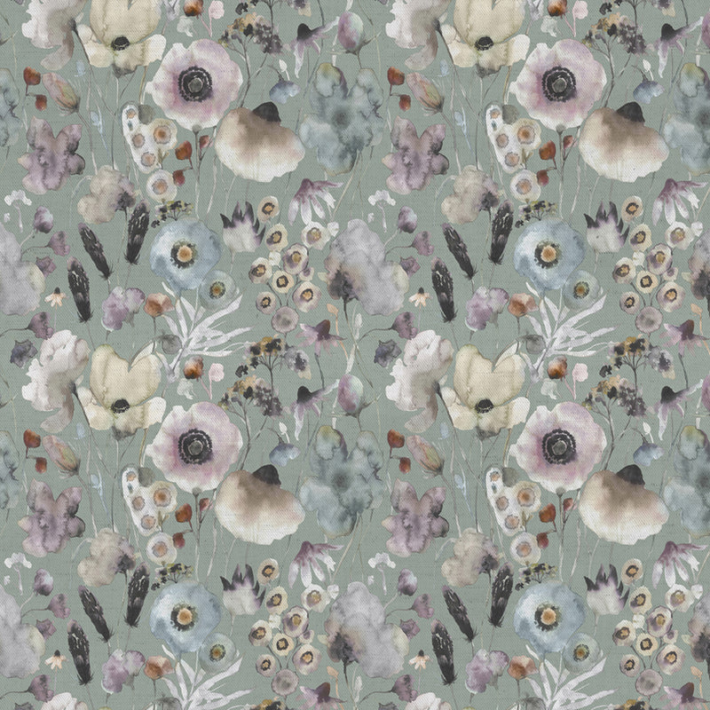 Voyage Maison Hibbertia Printed Cotton Fabric in Haze/Sage