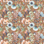 Voyage Maison Hibbertia Printed Cotton Fabric in Coral/Cloud/Terracotta