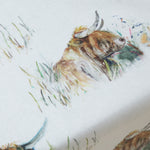 Animal Cream Fabric - Highland Coo Oil Cloth Fabric (By The Metre) Natural Voyage Maison