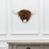 Voyage Maison Highland Cow Wall Mounted Hand Crafted Wooden Sculpture in Brown