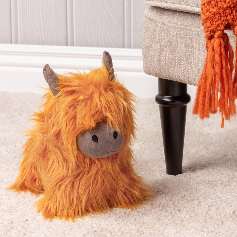 Paoletti Highland Cow Shaggy Door Stop in Orange