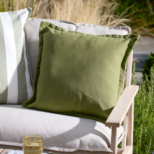 Plain Green Cushions - Holmfirth Canvas Outdoor Cushion Cover Eucalyptus Yard