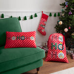 Abstract Red Cushions - HoHoHo Velvet Piped Cushion Cover Red Evans Lichfield