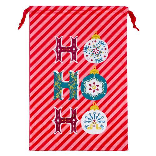  Red Accessories - Ho Ho Ho Printed Velvet Xmas Sack Red furn.