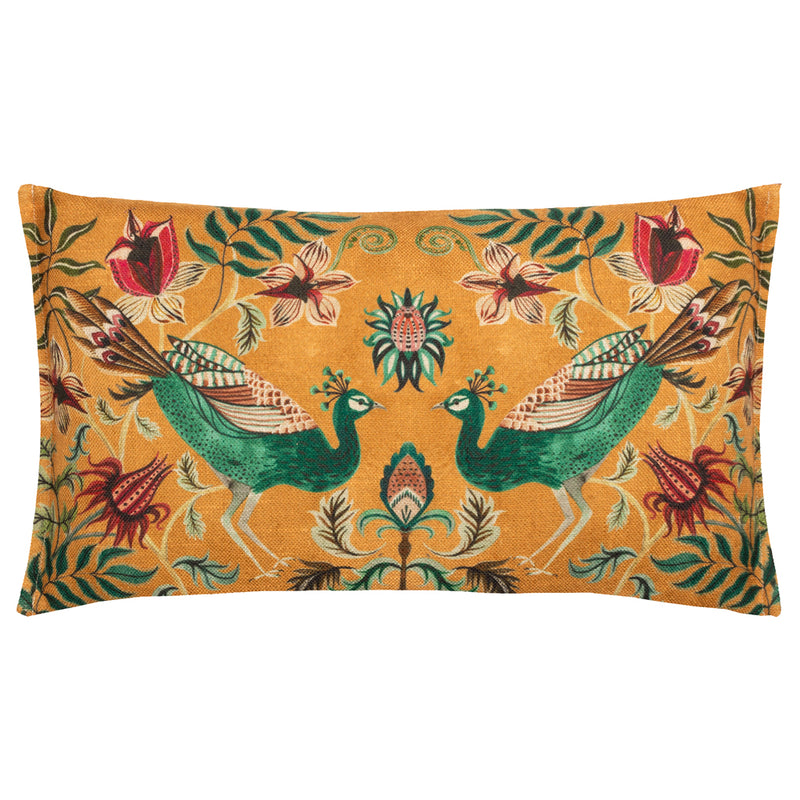 Wylder Holland Park Duo Rectangular Peacock Cushion Cover in Ochre