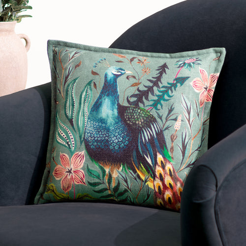 Wylder Holland Park Peacock Cushion Cover in Teal