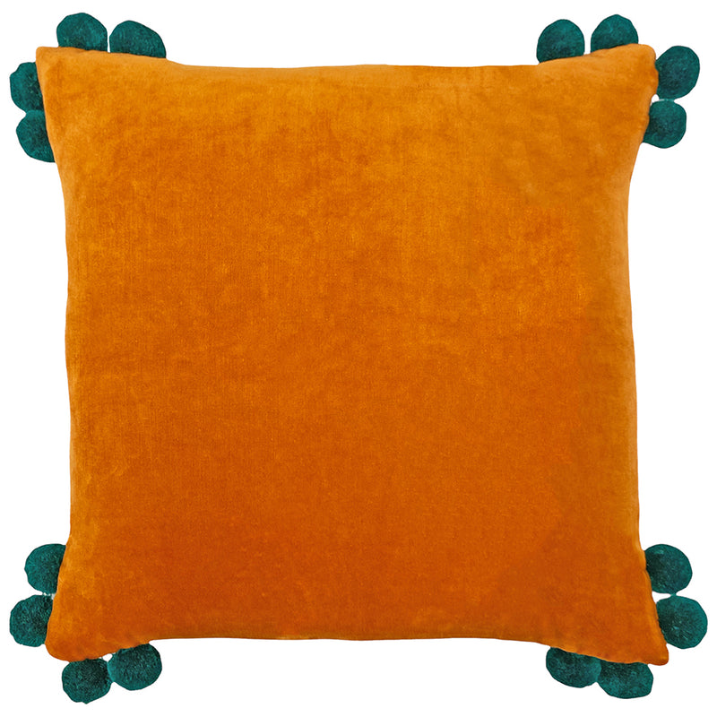 Plain Orange Cushions - Hoola Pom-Pom Cushion Cover Orange/Teal furn.