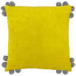 furn. Hoola Pom-Pom Cushion Cover in Yellow/Grey