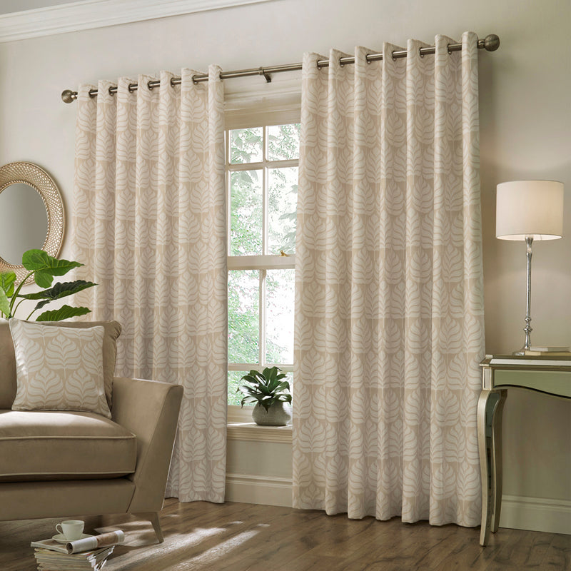 Paoletti Horto Botanical Eyelet Curtains in Natural