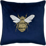 Paoletti Hortus Bee Cushion Cover in Navy