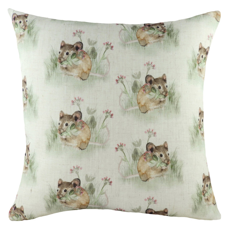 Evans Lichfield Hedgerow Mice Repeat Cushion Cover in Sage