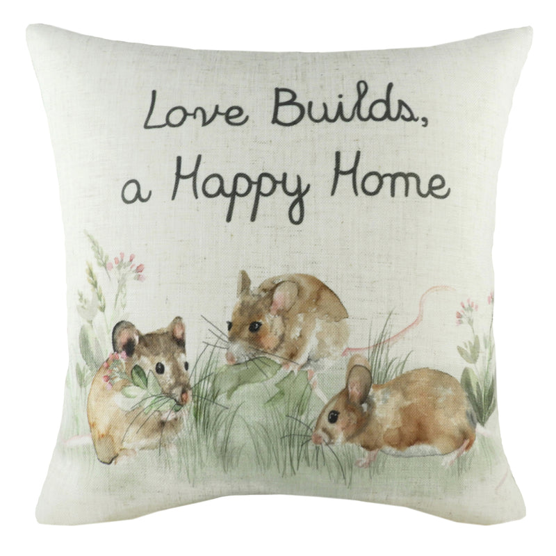 Evans Lichfield Hedgerow Mice Cushion Cover in Ecru