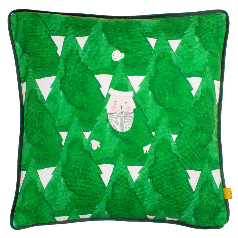 furn. Hide + Seek Santa Cushion Cover in Green