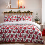 Geometric Red Bedding - Hide + Seek Santa Christmas Duvet Cover Set Red furn.