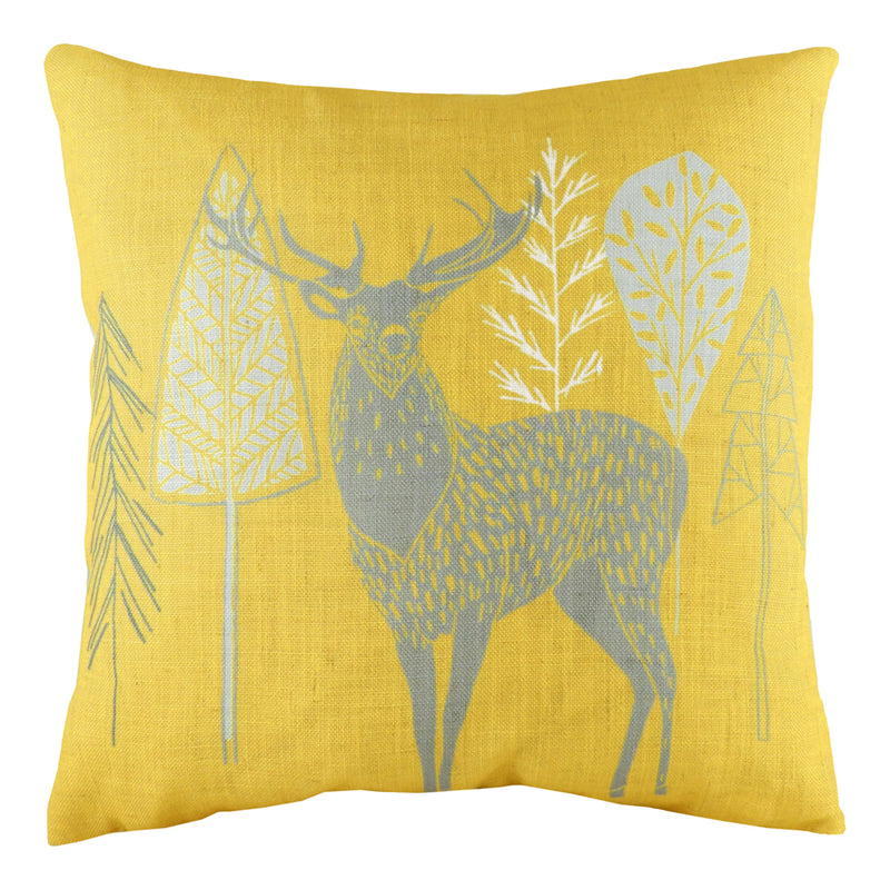 Evans Lichfield Hulder Stag Cushion Cover in Ochre