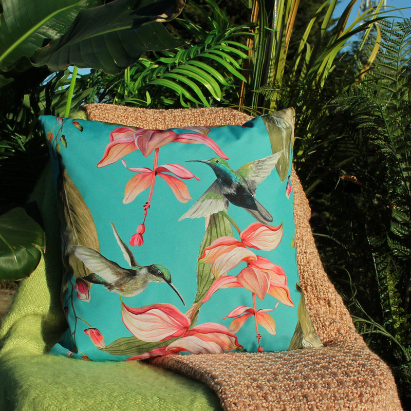 Evans Lichfield Hummingbird Outdoor Cushion Cover in Blue