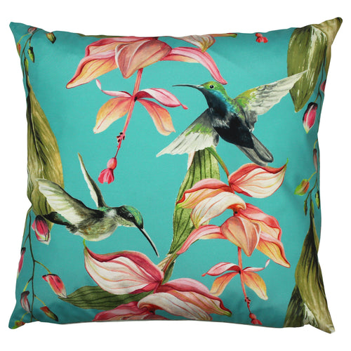 Floral Blue Cushions - Hummingbird Outdoor Cushion Cover Blue Evans Lichfield
