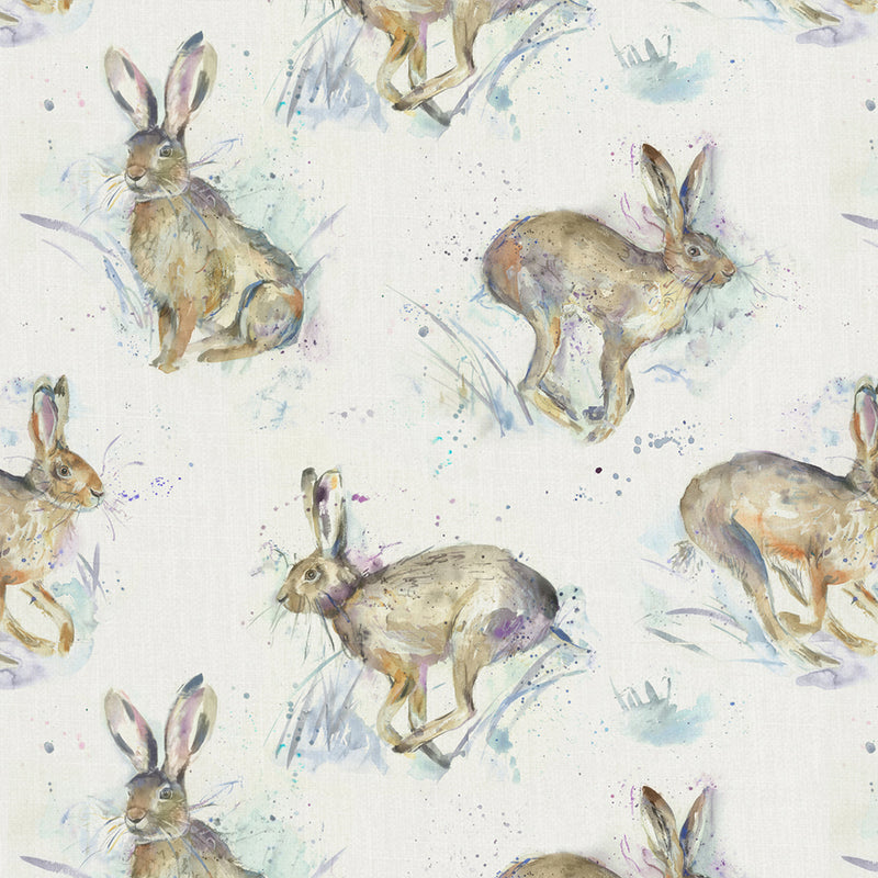 Hurtling Hares Printed Fabric Sample Swatch Multi