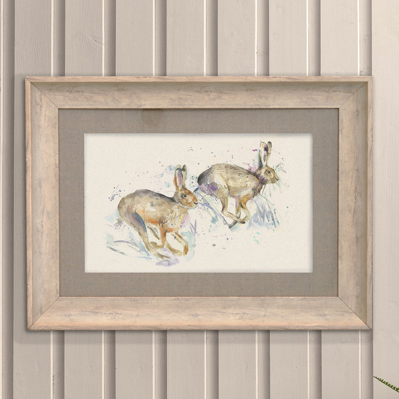 Voyage Maison Hurtling Hares Framed Print in Birch