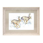 Voyage Maison Hurtling Hares Framed Print in Birch