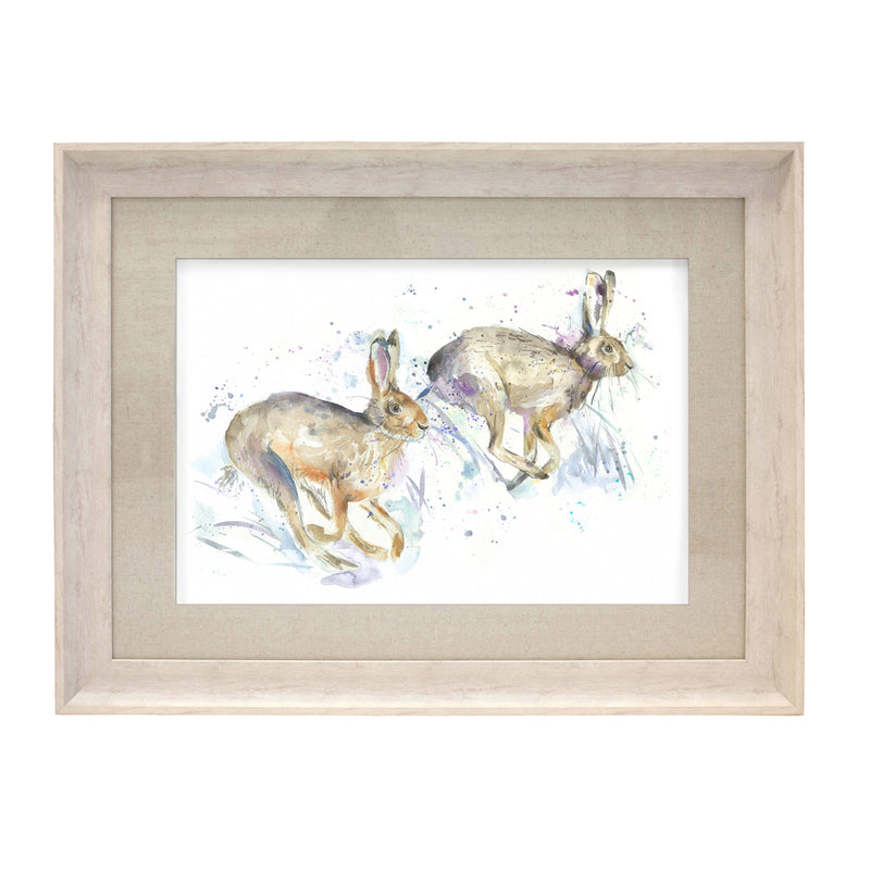 Voyage Maison Hurtling Hares Framed Print in Birch