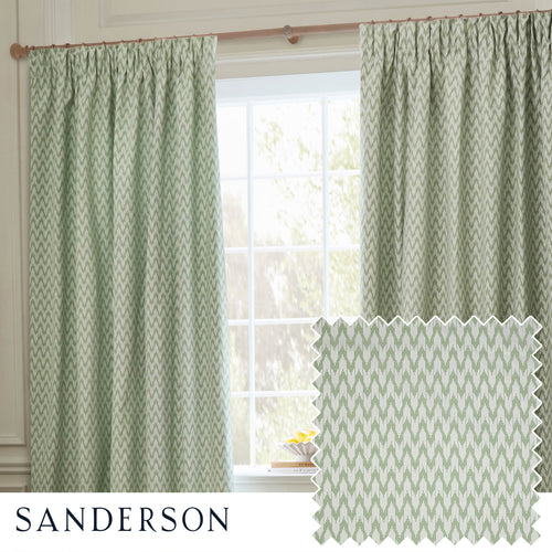  Green Curtains - Hutton Jacquard Pencil Pleat Curtains Sage Sanderson