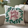  Multi Cushions - Holly Wreath Embroidered Cushion Cover Multicolour Furn