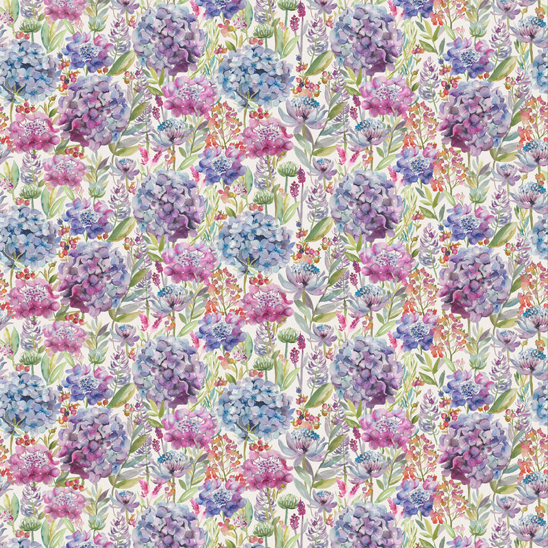 Voyage Maison Hydrangea Printed Cotton Fabric in Grape