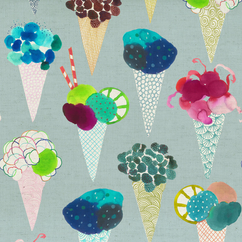 Ice Cream Printed Fabric Sample Swatch Carnival