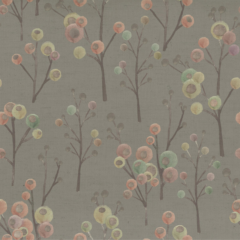 Ichiyo Blossom Printed Fabric Sample Swatch Granite