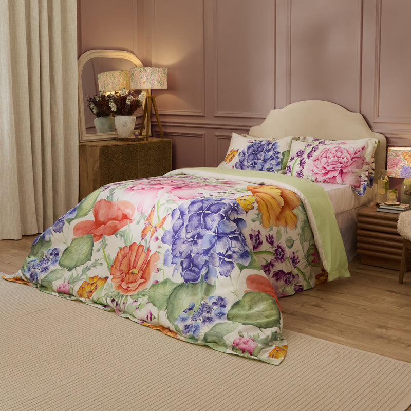 Floral Pink Bedding - Idalia Printed Duvet Cover Set Multicolour Voyage Maison