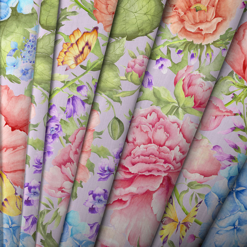 Floral Pink Fabric - Idalia Printed Cotton Fabric (By The Metre) Heather Voyage Maison