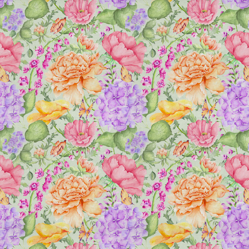 Floral Green Fabric - Idalia Printed Cotton Fabric (By The Metre) Sage Voyage Maison