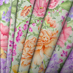 Floral Green Fabric - Idalia Printed Cotton Fabric (By The Metre) Sage Voyage Maison