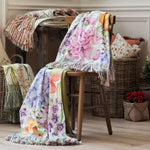 Floral Multi Throws - Idalia Printed Fringe Throw Fuschia Voyage Maison