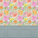 Floral Blue Wallpaper - Idalia  1.4m Wide Width Wallpaper (By The Metre) Duck Egg Blue Voyage Maison