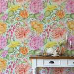 Floral Blue Wallpaper - Idalia  1.4m Wide Width Wallpaper (By The Metre) Duck Egg Blue Voyage Maison