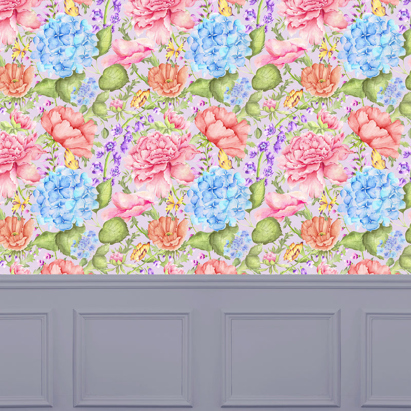 Floral Pink Wallpaper - Idalia  1.4m Wide Width Wallpaper (By The Metre) Heather Voyage Maison