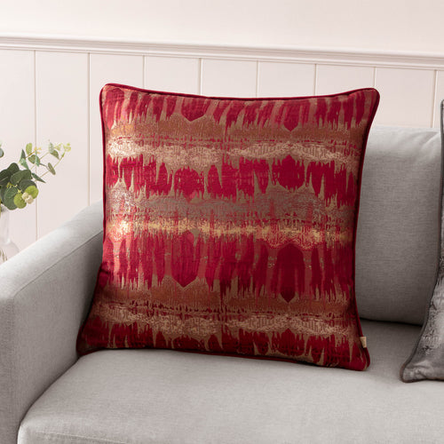Abstract Red Cushions - Inca Jacquard Cushion Cover Burgundy Evans Lichfield