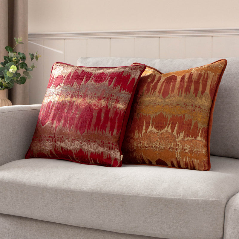 Abstract Red Cushions - Inca Jacquard Cushion Cover Terracotta Evans Lichfield