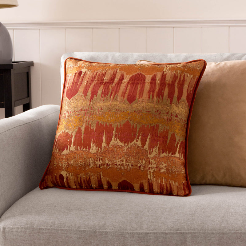 Abstract Red Cushions - Inca Jacquard Cushion Cover Terracotta Evans Lichfield