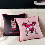 furn. Inked You Rock Cushion Cover in Black/Pink