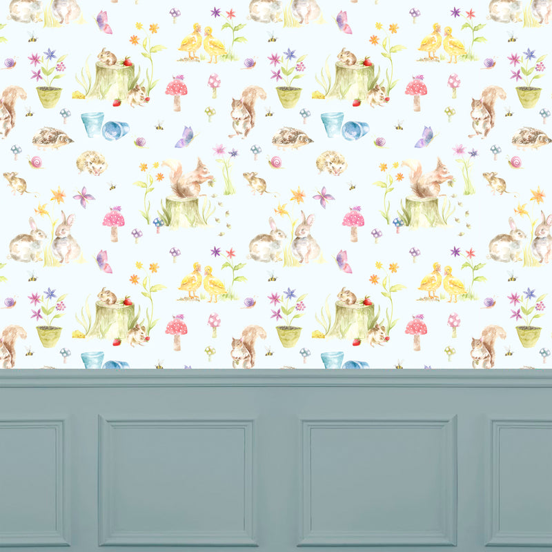 Voyage Maison In The Garden 1.4m Wide Width Wallpaper in Aqua