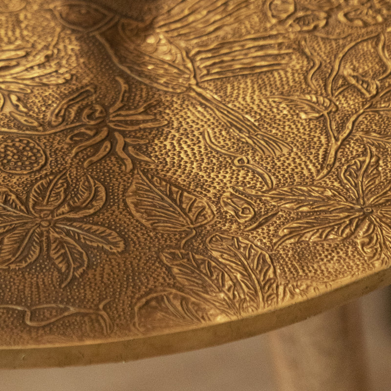 Damask Brown Furniture - Isadora Embossed Side Table Table Antique Brass Voyage Maison