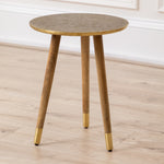 Damask Brown Furniture - Isadora Embossed Side Table Table Antique Brass Voyage Maison
