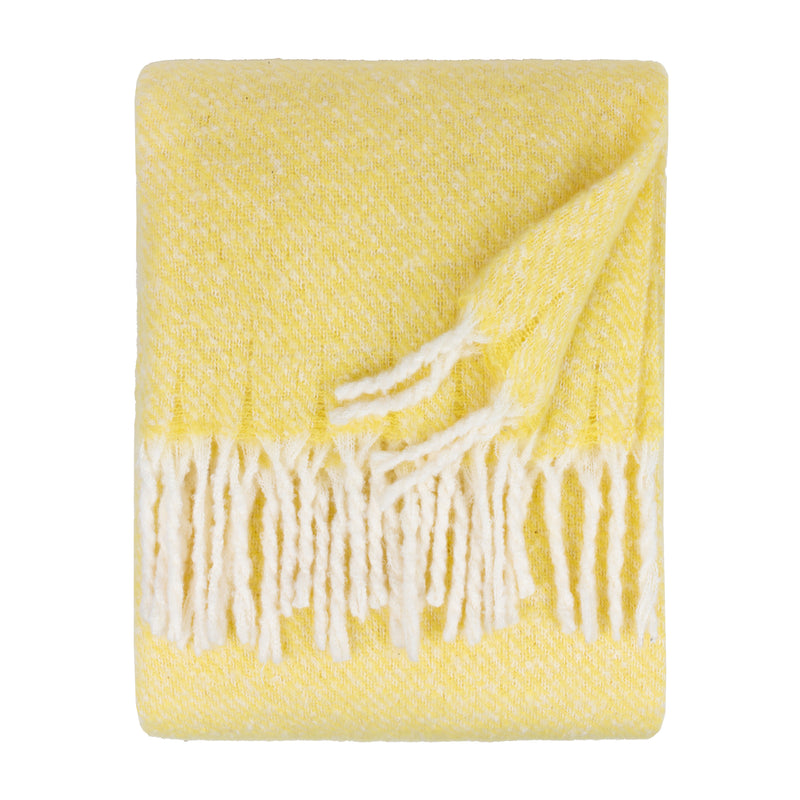 Plain Butter Yellow Throws - Isla Woven Tasselled Throw Butter Yellow Wylder