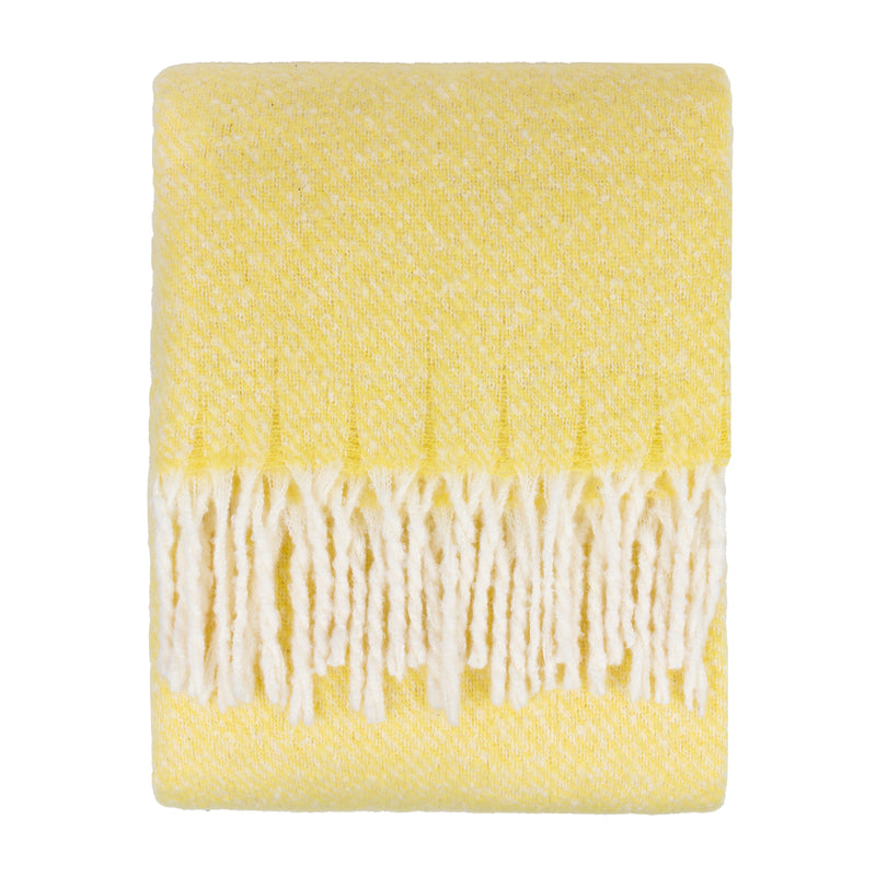 Plain Butter Yellow Throws - Isla Woven Tasselled Throw Butter Yellow Wylder