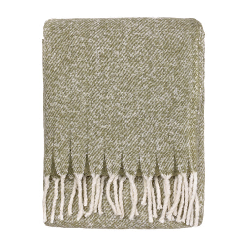Plain Green Throws - Isla Woven Tasselled Throw Green Wylder