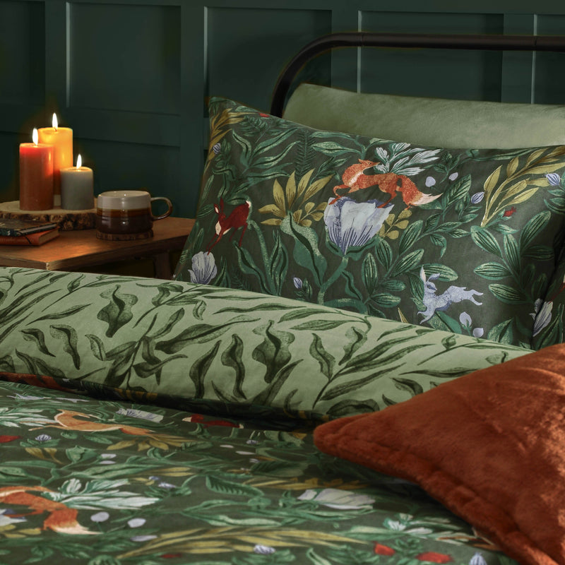  Bedding  - Into The Woods  Duvet Cover Set Forest Green Furn